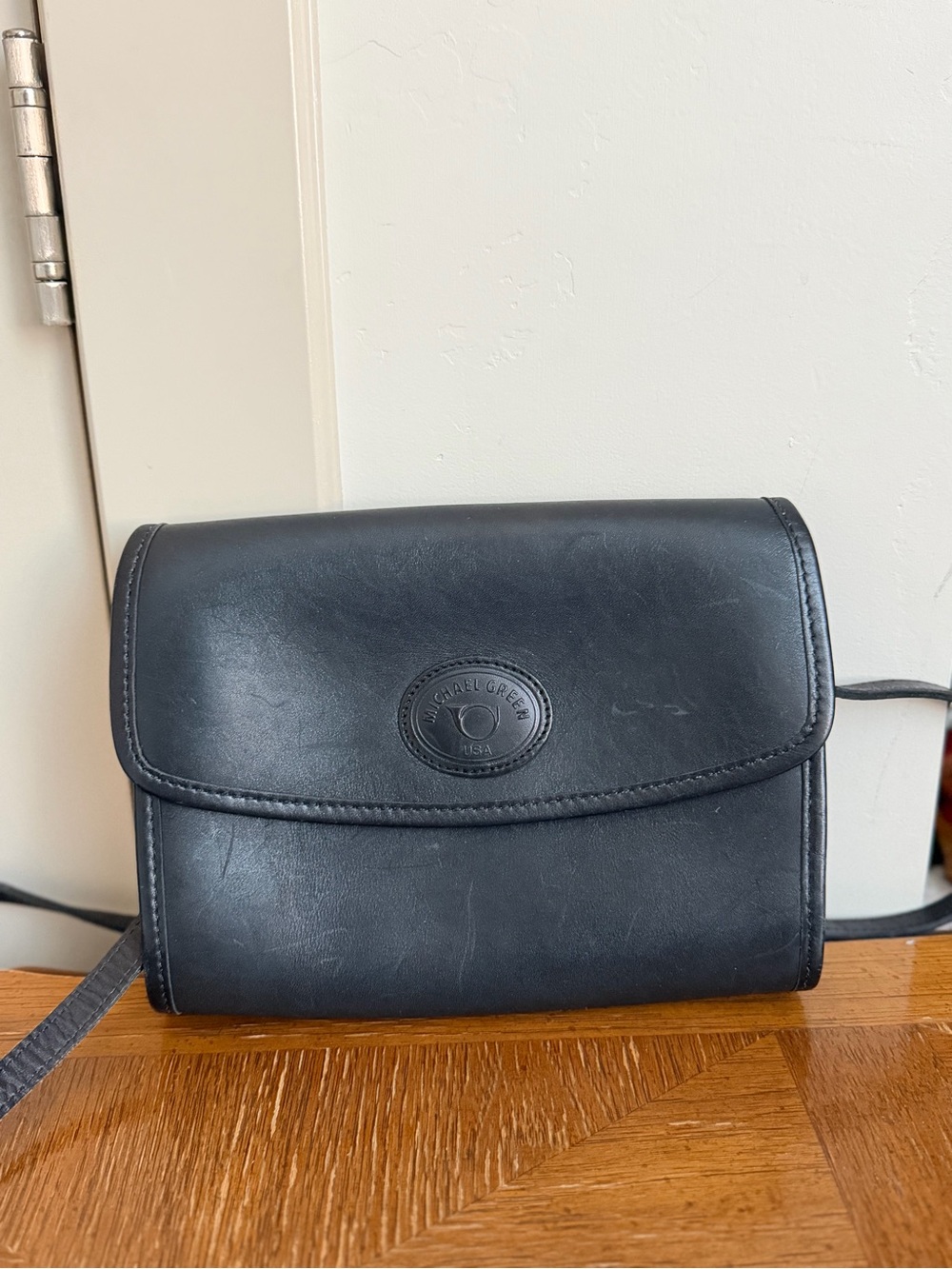Michael Green USA Black Leather Crossbody Bag
